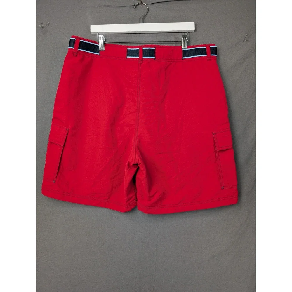 Nautica Mens Red Nylon Cargo Swim Trunks Shorts 38W 6255
